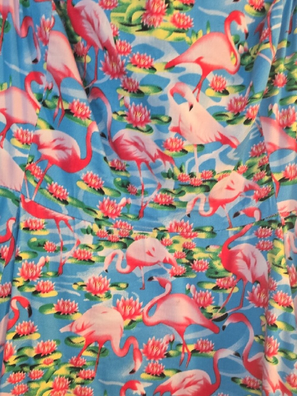 Blue Flamingo Print Summer Dress - Womens - Picture 2 of 6
